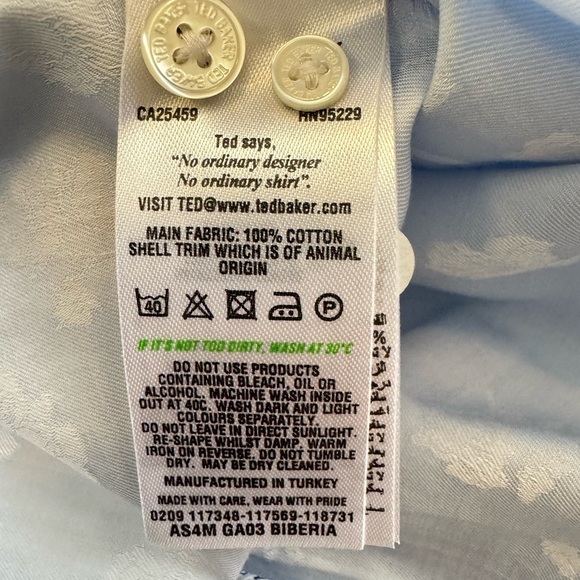 Ted Baker London Archive Men’s Shirt Sz 17 Button Front Blue Floral Long Sleeve - Picture 11 of 12